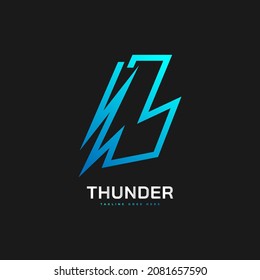 Blue Thunder Logo Design with Letter B Concept. B with Lightning Logo Design for Business Brand Identity