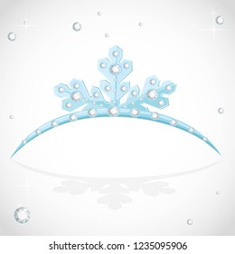 Blue tiara snowflakes shaped for Christmas ball on a white background