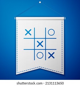 Blue Tic tac toe game icon isolated on blue background. White pennant template. Vector