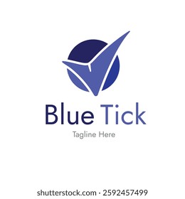 Blue Tick Logo icon App vector illustration with Dummy text on white background.