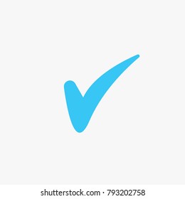 Blue tick Mark for correct approved for your websites school and projects vector icon gray background