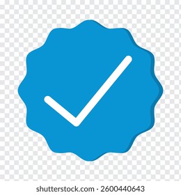 Blue Tick mark Verified profile badge set. Blue check mark. Social media account verification icons. Approved check mark with tick symbol. Variety Design.