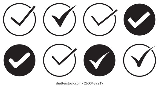 Blue Tick set of A collection of blue check mark badges in various shapes and designs, suitable for indicating approval or verification. Social media account verification icons. 