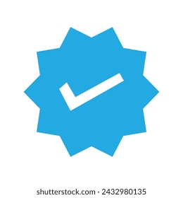 Blue tick - symbol of certification and verification on social media and social network. Verified and certified official account and profile. Vector illustration. Eps file 507.