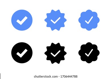 blue tick, verified account icon vector
