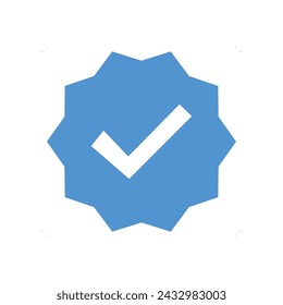 Blue tick verified badge icon vector. Social media official account tick symbol. Instagram verified badge icon. Vector Illustration. EPS File 506.