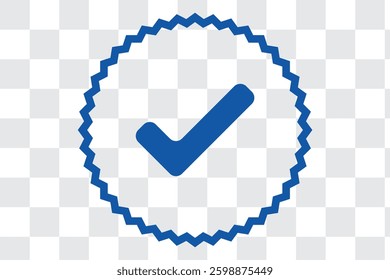 Blue tick verified badge icon social media official account sign symbol
