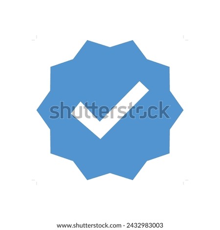 Blue tick verified badge icon vector. Social media official account tick symbol. Instagram verified badge icon. Vector Illustration. EPS File 506.