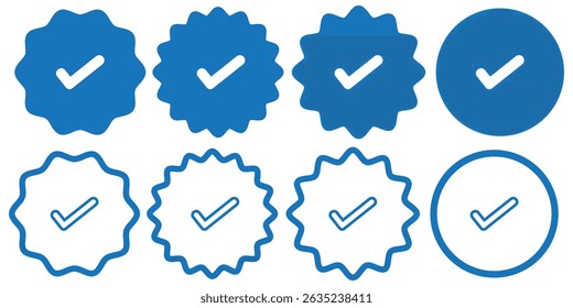 Blue tick verified icon vector set . Social media official account symbol set. design EPS 10 