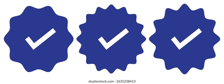 Conjunto de Vector de icono verificado de garrapata azul . Conjunto de símbolos de Cuenta oficial de redes sociales. diseño EPS 10 