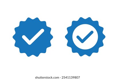 Marca azul ícone da conta de mídia social verificada. sinal de perfil aprovado. marca branca no canto arredondado estrela