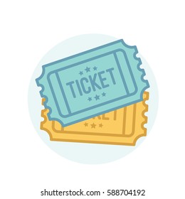 blue ticket and golden ticket isolated on white background