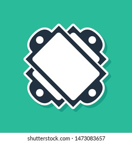 Blue Ticket icon isolated on green background. Amusement park.  Vector Illustration