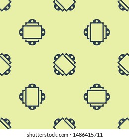 Blue Ticket icon isolated seamless pattern on white background. Amusement park.  Vector Illustration