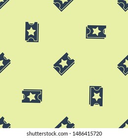 Blue Ticket icon isolated seamless pattern on white background. Amusement park.  Vector Illustration