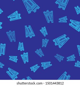 Blue Ticket icon isolated seamless pattern on blue background.  Vector Illustration