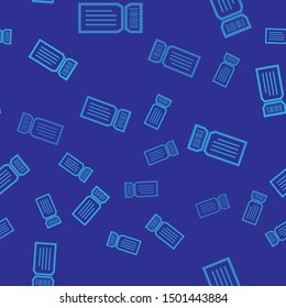 Blue Ticket icon isolated seamless pattern on blue background.  Vector Illustration
