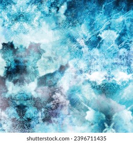 Blue Tie Dye - Abstract Design Emerald Turquoise Background Texture