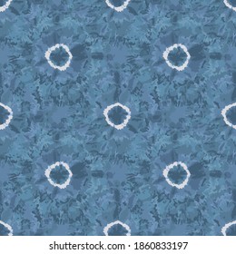 Blue Tie Dye Chevron Dot Repeat Pattern