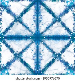 blue tie dye geometric seamless repeat pattern