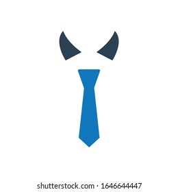 Vector de icono de glifo de corbata azul 