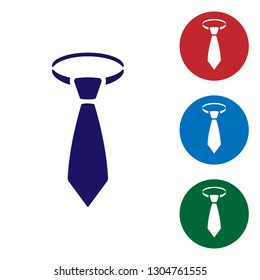 Blue Tie icon isolated on white background. Necktie and neckcloth symbol. Vector Illustration