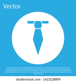 Blue Tie icon isolated on blue background. Necktie and neckcloth symbol. White circle button. Vector Illustration