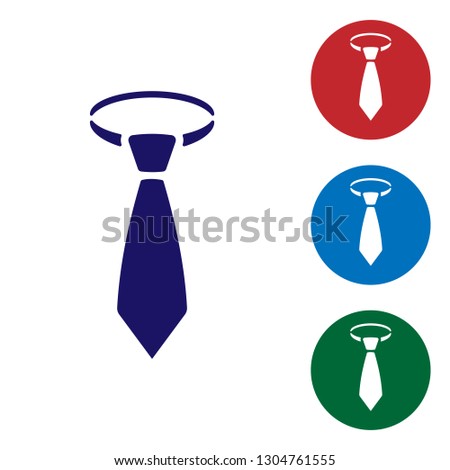 Blue Tie icon isolated on white background. Necktie and neckcloth symbol. Vector Illustration