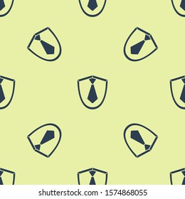 Blue Tie icon isolated seamless pattern on yellow background. Necktie and neckcloth symbol.  Vector Illustration