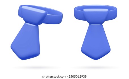 Iconos de negocios de Vector 3d de corbatas azules. Hombre de moda formal u oficina mínima ilustración tridimensional aislado sobre fondo blanco.