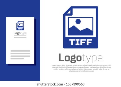 Blue TIFF file document. Download tiff button icon isolated on white background. TIFF file symbol. Logo design template element. Vector Illustration