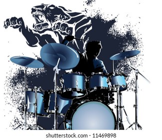 blue tiger drummer splatter