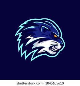 Blue tiger head mascot gaming logo
