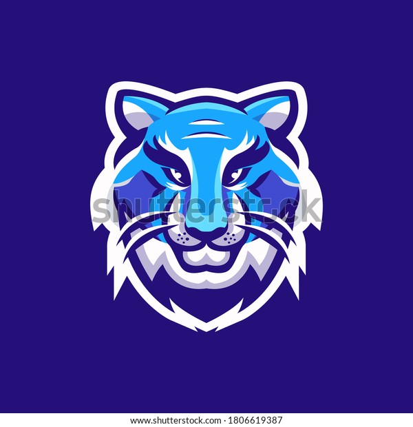 青い虎のマスコットeスポーツゲームのロゴ のベクター画像素材 ロイヤリティフリー