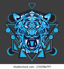 Blue tiger with sacred geometry can be used to print on demind or others