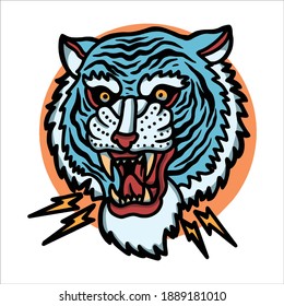 blue tiger tattoo vector design