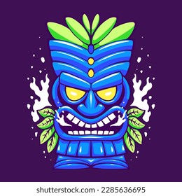 the blue tiki mask illustration