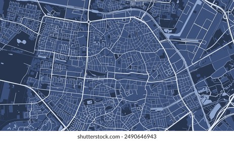 Blue Tilburg map, Netherlands. Vector city streetmap, municipal area.