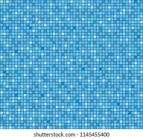 Blue tile bathroom or pool mosaic background, stock vector illustration