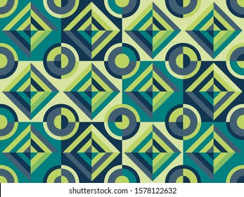 Blue tile design. Vector illustration. Floor pattern. Vintage decorative elements. Perfect for printing on paper or fabric. Green and Blue.