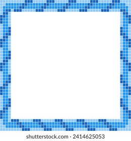 Blauer Fliesenrahmen, Mosaikfliesen-Rahmen oder -Hintergrund, Tile Hintergrund, Nahtlose Muster, Mosaikmuster, Mosaikfliesen-Textur oder Hintergrund. Badewanne, Fliesen, Swimmingpool.