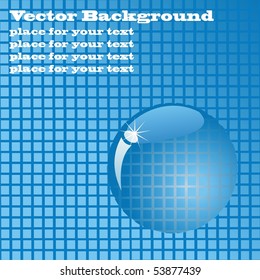 Blue tile with a magnifying glass. Vector background with place for your text