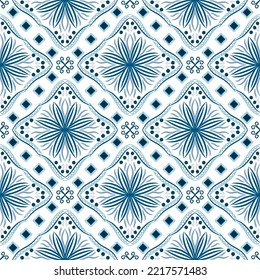 Blue Tile traditional Ethnic pattern IKAT Aztec African Indian Indonesian seamless pattern for fabric print cloth dress carpet curtains rug Sarong wrapping 