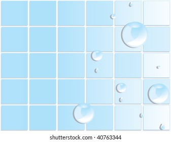 Blue tile water droplet background 3 - vector version