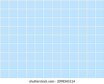 Blue tiles bathroom. Classic ceramic seamless pattern. Square swimming pool mosaic. Wall or floor texture with soft shadow. Simple kitchen or toilet backdrop. Vector illustration.