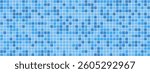 Blue tiles pattern. Classic seamless mosaic. Square swimming pool texture. Simple bathroom background. Wall or floor design template. Ceramic surface concept. Vector illustration.