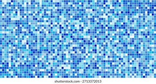 Blaue Fliesen Muster. Klassisches nahtloses Mosaik. Quadratisches Schwimmbecken. Einfaches Badezimmer Hintergrund. Wand- oder Bodendesign-Vorlage. Keramisches Oberflächenkonzept. Vektorgrafik.