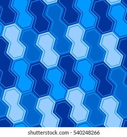 Blue tiles. Seamless pattern with blue hexagons