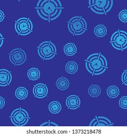 Blue Time Management icon isolated seamless pattern on blue background. Clock and gear sign. Productivity symbol. Vector Illustration