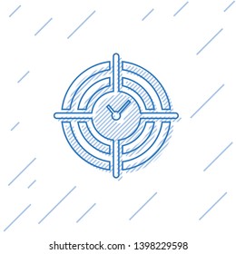 Blue Time Management line icon isolated on white background. Clock and gear sign. Productivity symbol. Vector Illustration